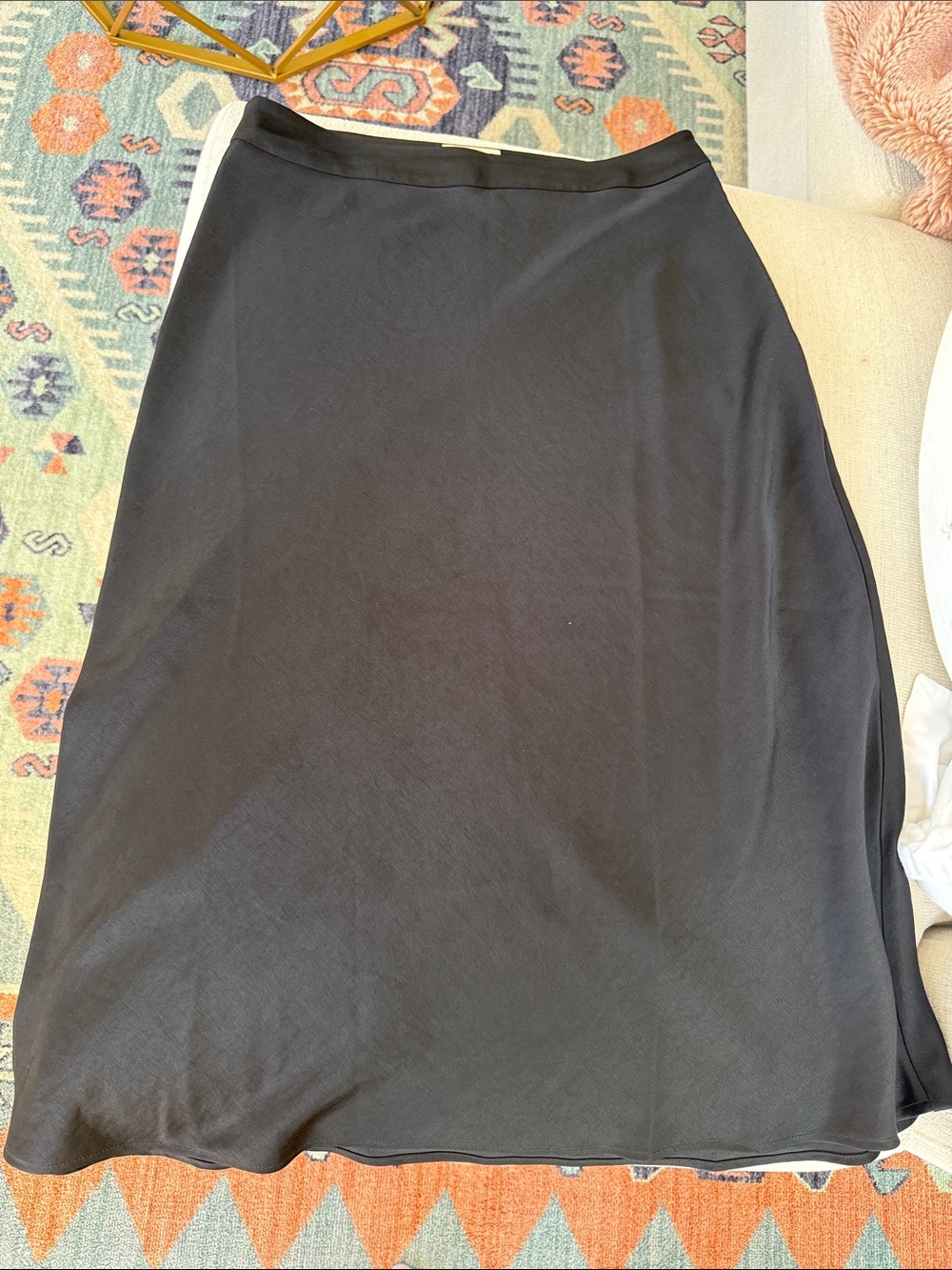 Women's Sezane Black A-Line Midi Skirt - Sleek Everyday Staple